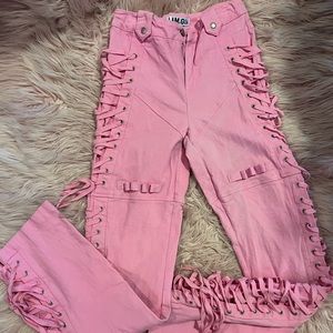 iamgia pink lace up cargo pants